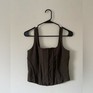 Express Body Contour Brown Wired Corset Coquette Balletcore Tank Top size M